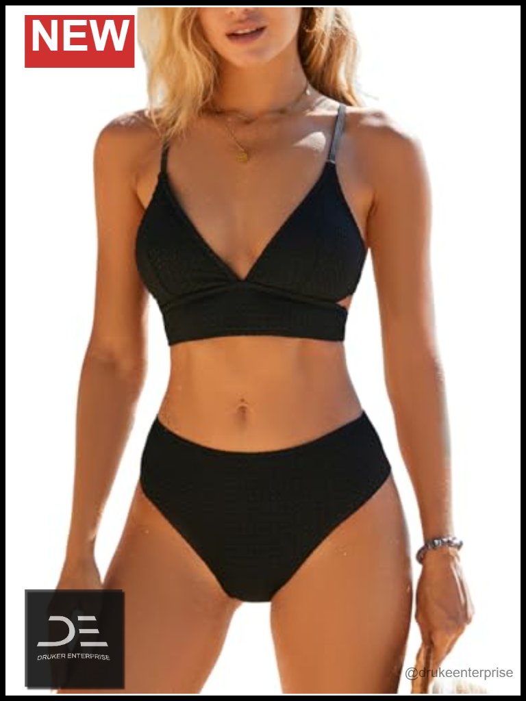 Mid Rise Bikini Set Two Piece Swimwear Crossback Tie Textured